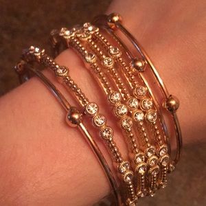 Gold and white stone bangles